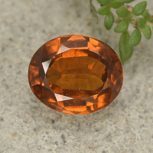 Granate hessonita naranja natural de 2,76 ct, corte óvalo, VS