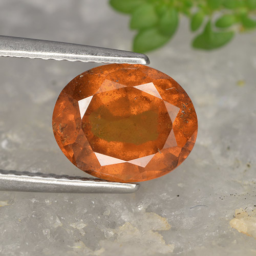 Granate hessonita naranja natural de 2,84 ct, corte óvalo, VS-SI