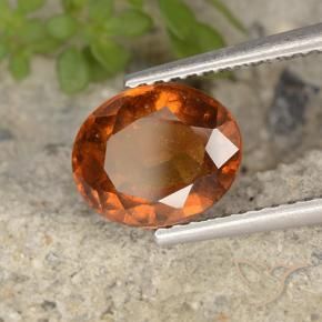 Granate hessonita naranja natural de 2,37 ct, corte óvalo, VS