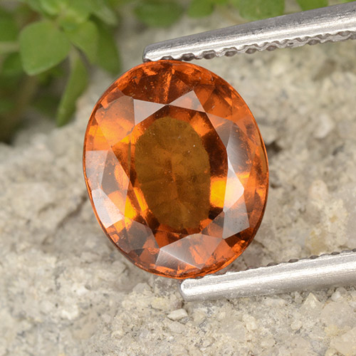 Granate hessonita naranja natural de 2,36 ct, corte óvalo, VVS-VS