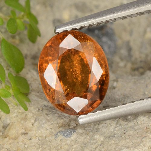 1.79ct Natural Naranja oscuro Granate Hessonita, Ovalada, VS-SI