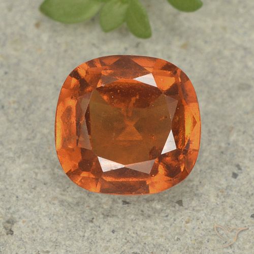 1.80ct Natural Naranja oscuro granate hessonita, Forma Cojín, VS-SI