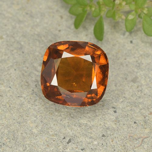 1.60ct Natural Naranja oscuro granate hessonita, Forma Cojín, VS