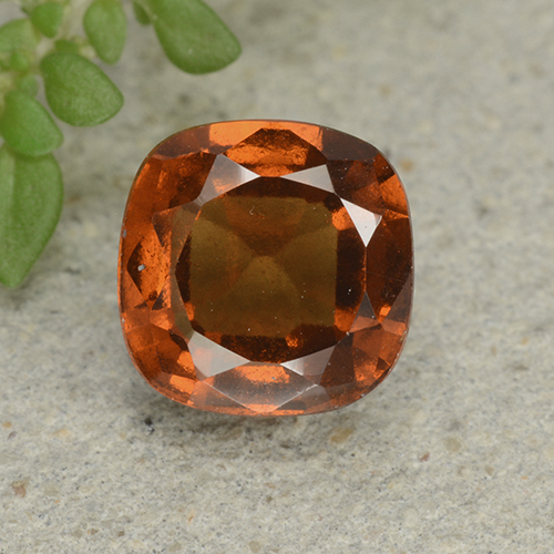 Granate hessonita naranja natural de 1,95 ct, corte cojín, VVS-VS