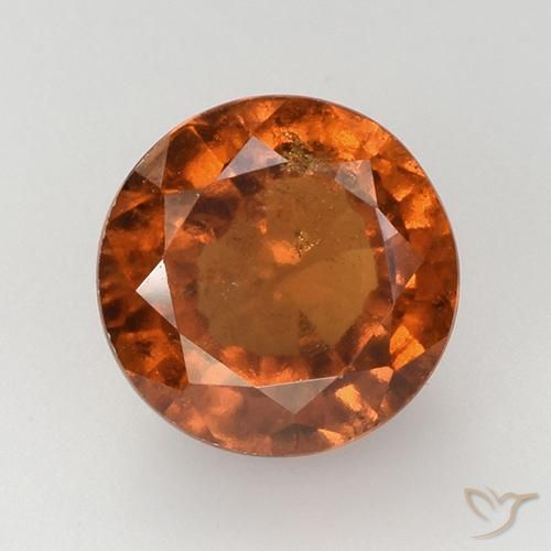 granate hessonita Naranja oscuro medio natural de 4.10 ct, Corte Redondo, VS-SI