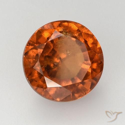 granate hessonita Naranja oscuro medio natural de 4.10 ct, Corte Redondo, VS-SI