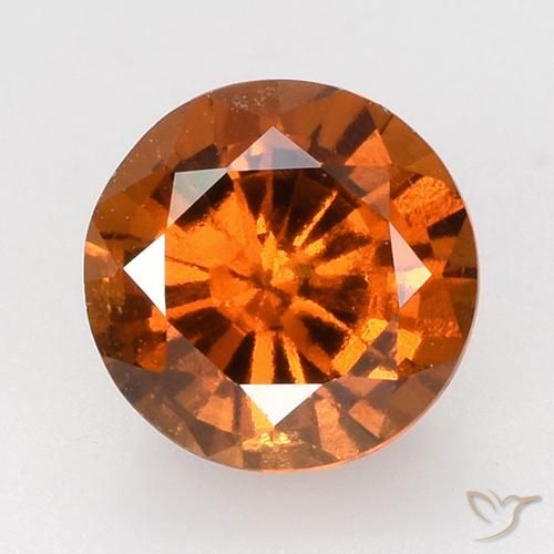 granate hessonita Naranja oscuro natural de 1.61 ct, Corte Redondo, VVS-VS