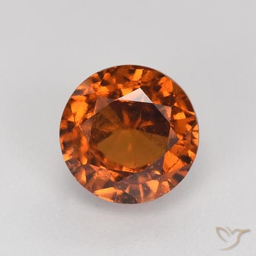 2.16ct Natural Naranja oscuro granate hessonita, Redondo, VS-SI