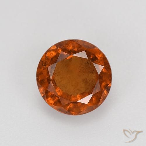 1.85ct Natural Naranja oscuro granate hessonita, Redondo, VS-SI