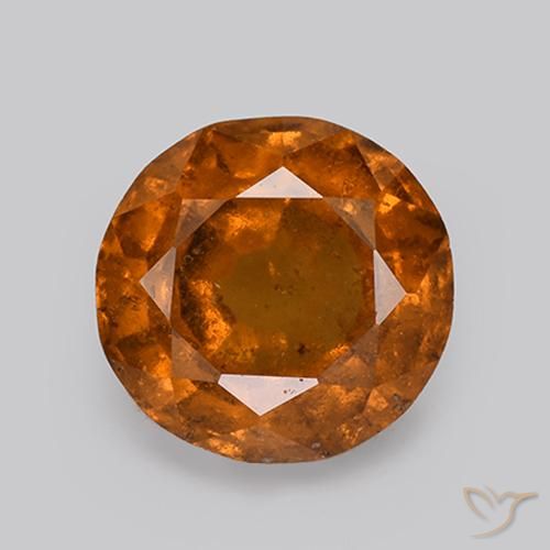2.60ct Natural Naranja oscuro granate hessonita, Redondo, VS-SI