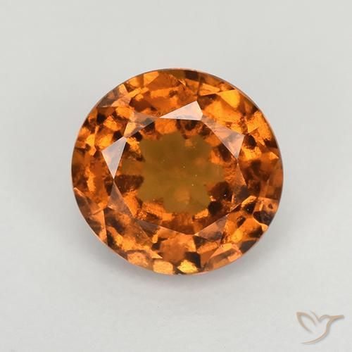 1.43ct Natural Naranja oscuro medio Granate Hessonita, Redondo, VS