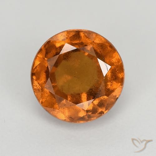 2.00ct Natural Naranja oscuro granate hessonita, Redondo, VS-SI
