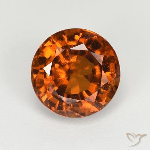 1.89ct Natural Naranja oscuro granate hessonita, Redondo, VS