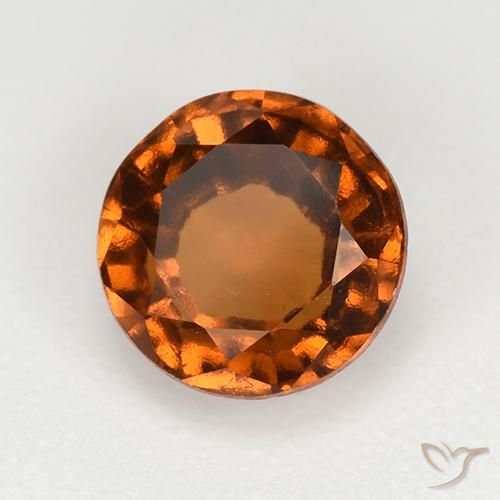 granate hessonita Ámbar naranja natural de 1.73 ct, Redondo, VVS-VS
