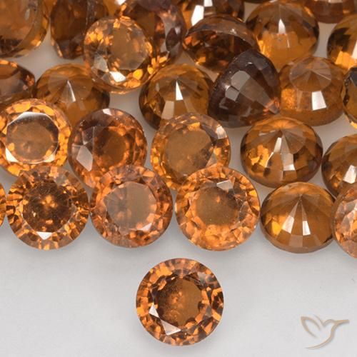 1.27ct Natural Naranja oscuro Granate Hessonita, Redondo, VS-SI