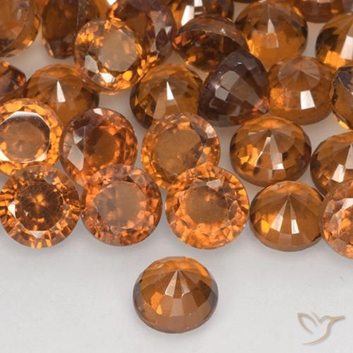 granate hessonita Naranja oscuro natural de 1.27 ct, Redondo, VS-SI
