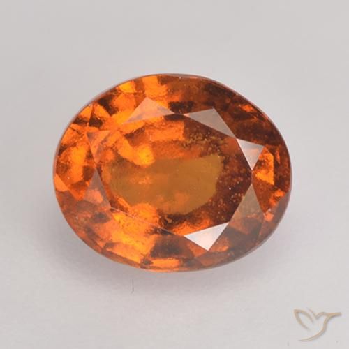 1.58ct Natural Naranja oscuro medio granate hessonita, Ovalada, VS-SI