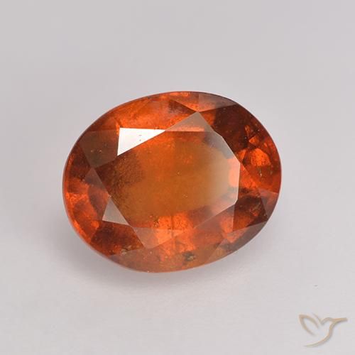 Granate hessonita naranja rojizo natural de 3,06 ct, corte óvalo, VS-SI