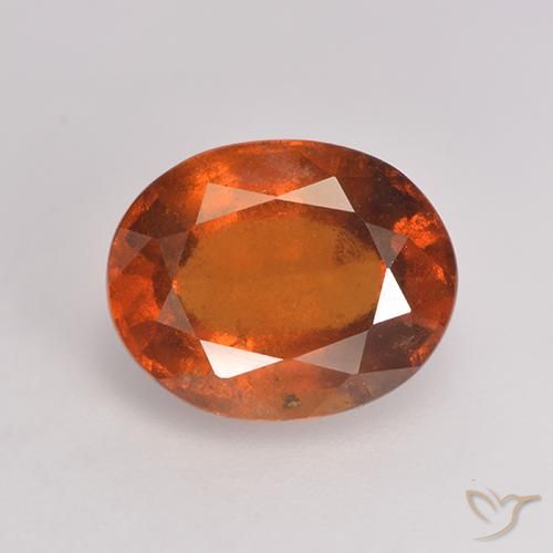 Granate hessonita naranja rojizo natural de 3,06 ct, corte óvalo, VS-SI