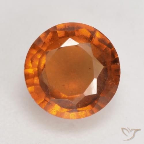 1.36ct Natural Naranja oscuro medio granate hessonita, Redondo, VS-SI