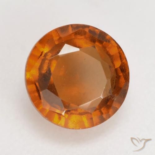 granate hessonita Naranja oscuro medio natural de 1.36 ct, Redondo, VS-SI