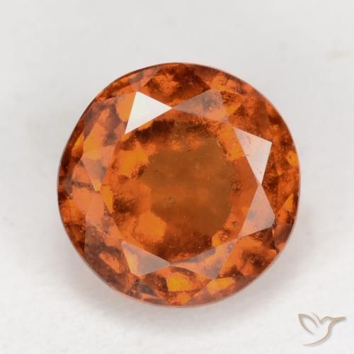 2.31ct Natural Naranja oscuro granate hessonita, Redondo, VS-SI
