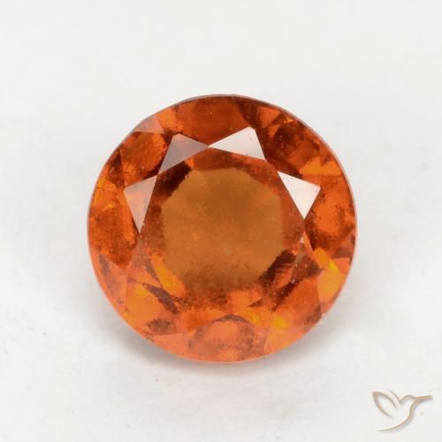 1.70ct Natural Naranja oscuro granate hessonita, Redondo, VS-SI