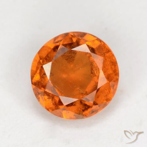 1.43ct Natural Naranja oscuro granate hessonita, Redondo, VS-SI