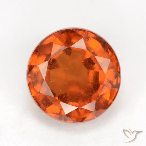 1.51ct Natural Naranja oscuro granate hessonita, Redondo, VS