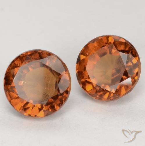 Gemas de granate hessonita Naranja oscuro natural de 2.98 ct, Redondo, VS