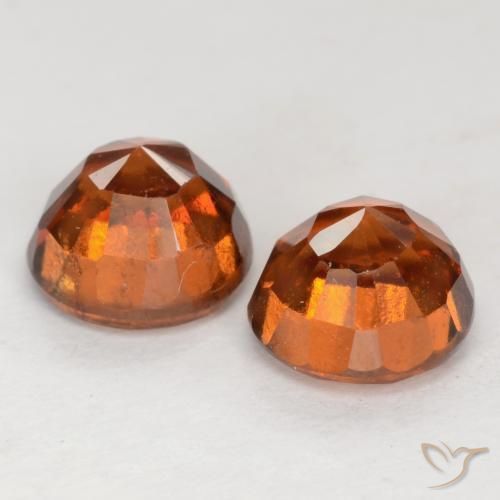 Gemas de granate hessonita Naranja oscuro natural de 2.98 ct, Redondo, VS