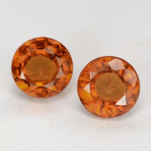 Gemas de granate hessonita Naranja oscuro medio natural de 1.77 ct, Corte Redondo, VS