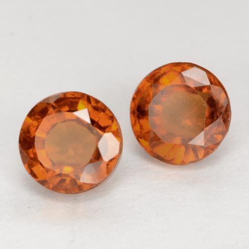 Gemas de granate hessonita Naranja oscuro medio natural de 1.77 ct, Corte Redondo, VS