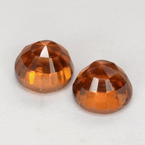 Gemas de granate hessonita Naranja oscuro medio natural de 1.77 ct, Corte Redondo, VS