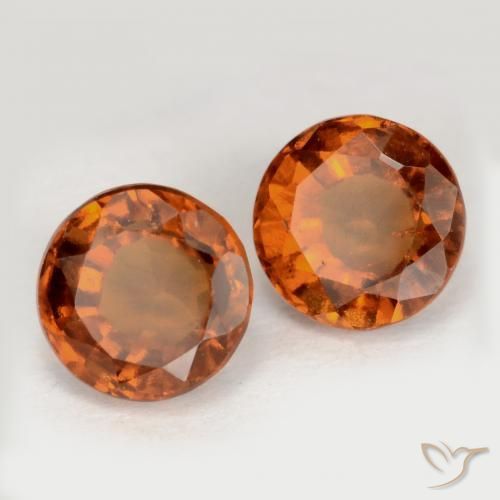 Gemas de granate hessonita Ámbar naranja natural de 2.53 ct, Redondo, VS