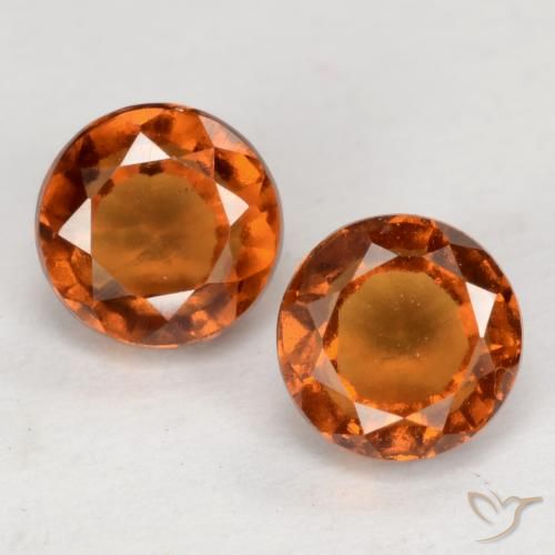 Gemas de granate hessonita Naranja rojizo natural de 1.77 ct, Corte Redondo, VS