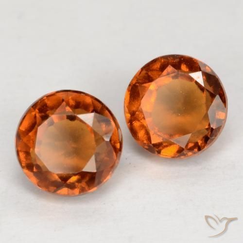 Gemas de granate hessonita Naranja rojizo natural de 1.77 ct, Corte Redondo, VS