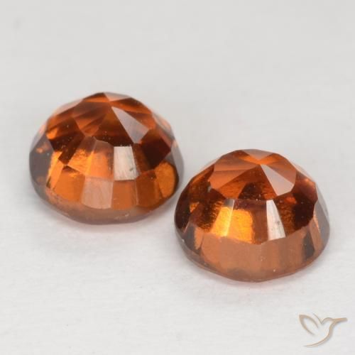 Gemas de granate hessonita Naranja rojizo natural de 1.77 ct, Corte Redondo, VS