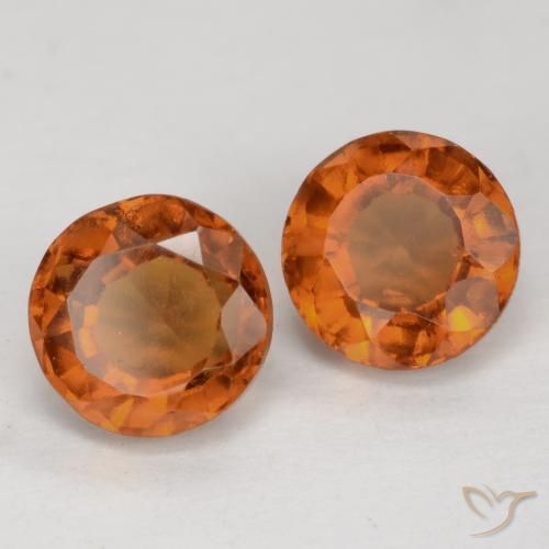 Gemas de granate hessonita Naranja oscuro medio natural de 2.57 ct, Redondo, VS