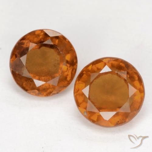 2.36ctw Natural Naranja oscuro medio granate hessonita, Redondo, VS-SI