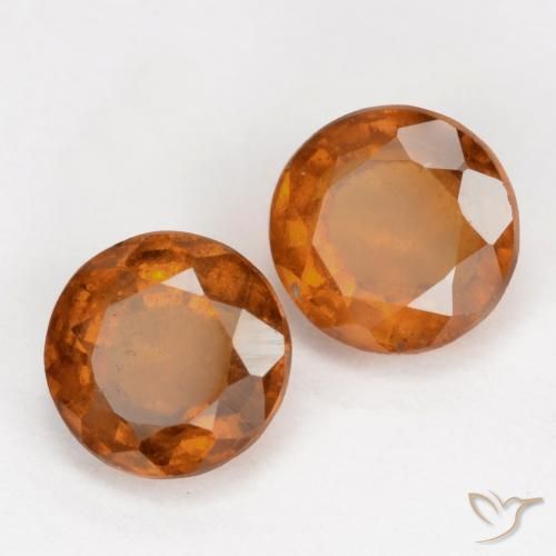 Gemas de granate hessonita Naranja oscuro medio natural de 2.36 ct, Redondo, VS-SI