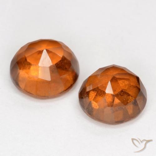 Gemas de granate hessonita Naranja oscuro medio natural de 2.36 ct, Redondo, VS-SI