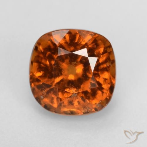 1.68ct Natural Naranja oscuro Granate Hessonita, Forma Cojín, VS-SI