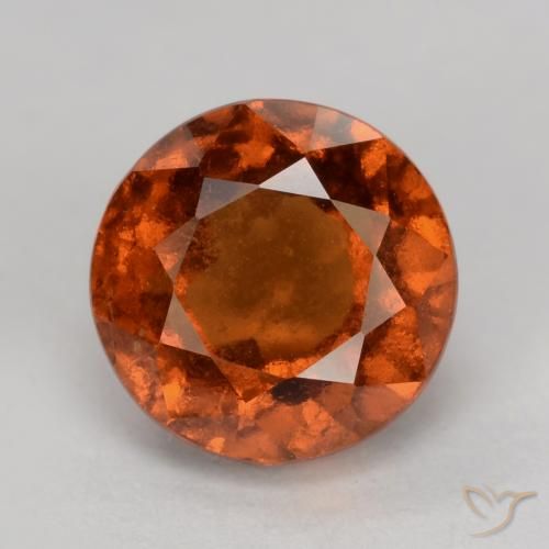 2.12ct Natural Naranja oscuro granate hessonita, Redondo, VS-SI