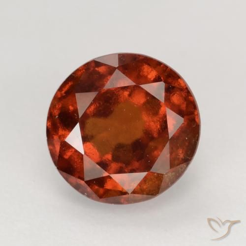 1.75ct Natural Naranja oscuro granate hessonita, Redondo, VS-SI
