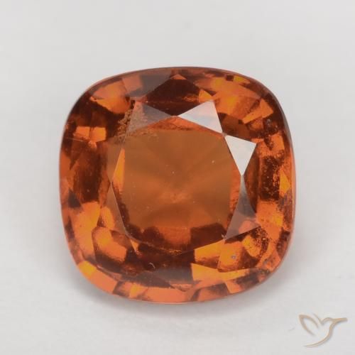 2.02ct Natural Naranja oscuro medio granate hessonita, Forma Cojín, VS