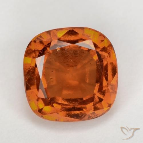 2.10ct Natural Naranja oscuro medio granate hessonita, Forma Cojín, VS