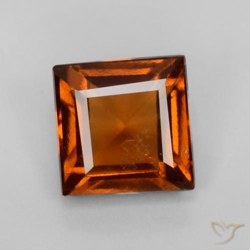 1.24ct Natural Ámbar naranja Granate Hessonita, Cuadrado, VS-SI