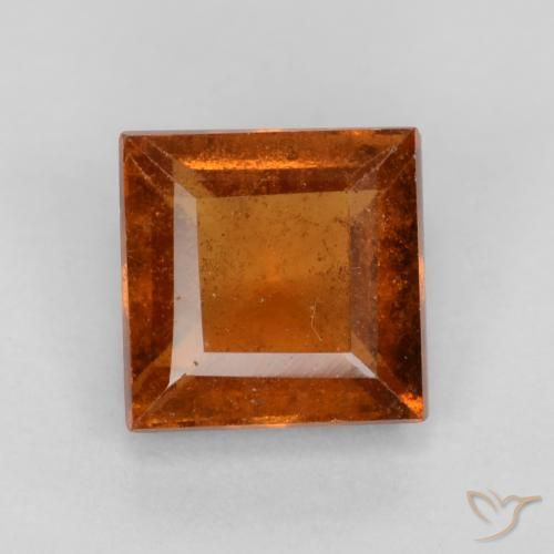 1.32ct Natural Naranja oscuro Granate Hessonita, Cuadrado, VS-SI