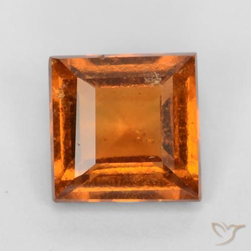 1.33ct Natural Naranja oscuro granate hessonita, Cuadrado, VS-SI